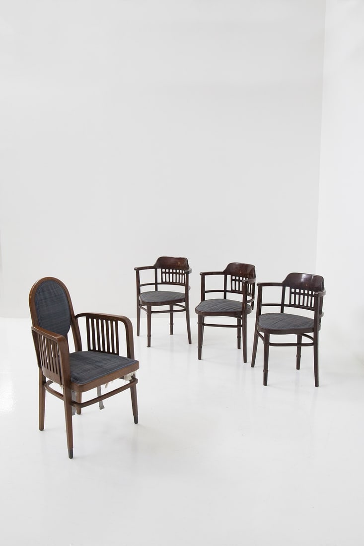 Set of Four Chairs by Otto Wagner for Jacob & Jasef Kohn, label (1 of 6)