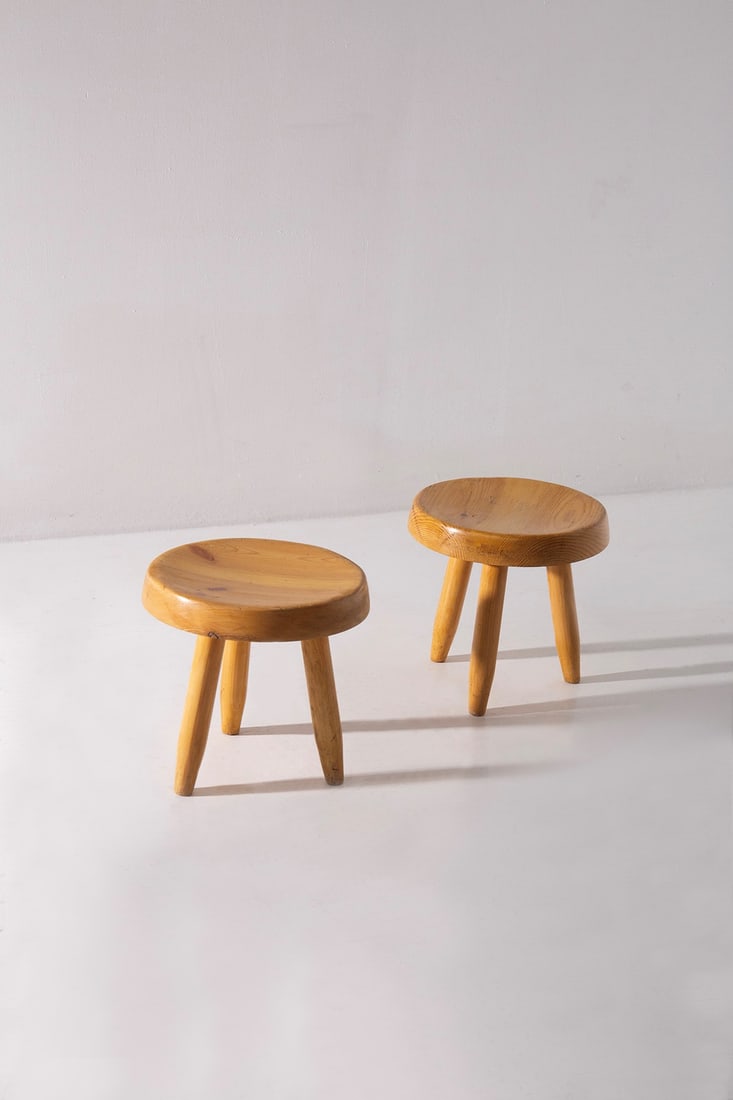 Charlotte Perriand Attr. Pair of stools (1 of 3)