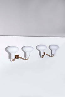 Ignazio Gardella Wall Lamps: Height: 32 cm, Width: 65 cm, Depth:31 cm Brass and opaline glass by Ignazio Gardella Prod. Azucena 1960 Manufacturer's trademark embossed in the frame