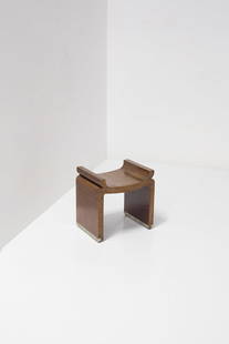 Gio Ponti Art Deco pouf: Height: 44.5 cm, Width: 45.5 cm, Depth: 32.5 cm Italian pouf or stool from the Art Deco period attributed to Gio Ponti of the 1930s. The pouf has a rigid and essential line as dictated by the Art Deco
