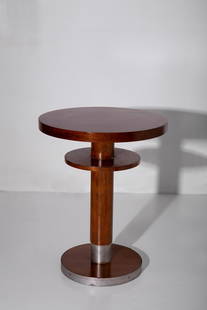 Gio Ponti High side table: Height 76 cm diameter 60 cm Rare Gio Ponti coffee table from the Italian Rationalist era. In wood and metal