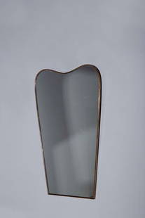 Gio Ponti Fontana Arte Mirror, Certificate: Height 81 cm Width 49.5 cm Depth 3 cm The elegant mirror is produced by the fine Fontana Arte factory, of which it bears the label on the back. The mirror has an elegant brass edge in beautiful patina