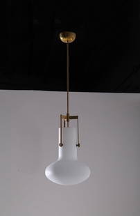Ignazio Gardella Azucena pendant: Height: 96 cm, Diameter 25 cm. Azucena pendant late 1970s brass structure by Ignazio Gardella. One light.
