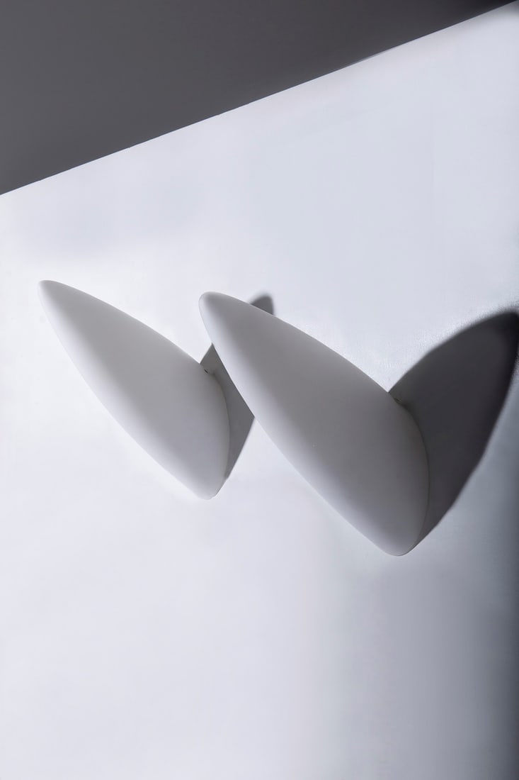 Philippe Starck FLOS WALL LAMPS: Height 35 cm, diameter 17 cm, Wall lamps Model Luci Fair by Philippe Starck for Flos, 1989, sold by the pair.