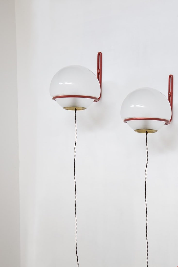 Gino Sarfatti        Basket Red Wall Lamps (1 of 2)
