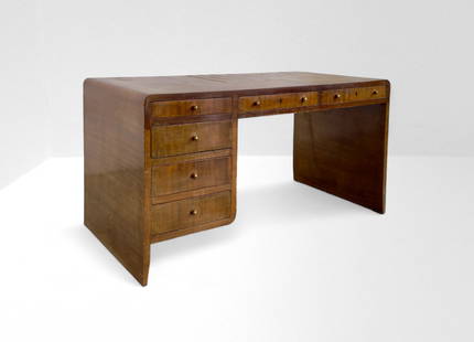 Melchiorre Bega Vintage Desk (attr.): Width 150 cm Depth 81 cm Height 78 cm National walnut writing desk, attributed to Melchiorre Bega, Italy circa 1940.