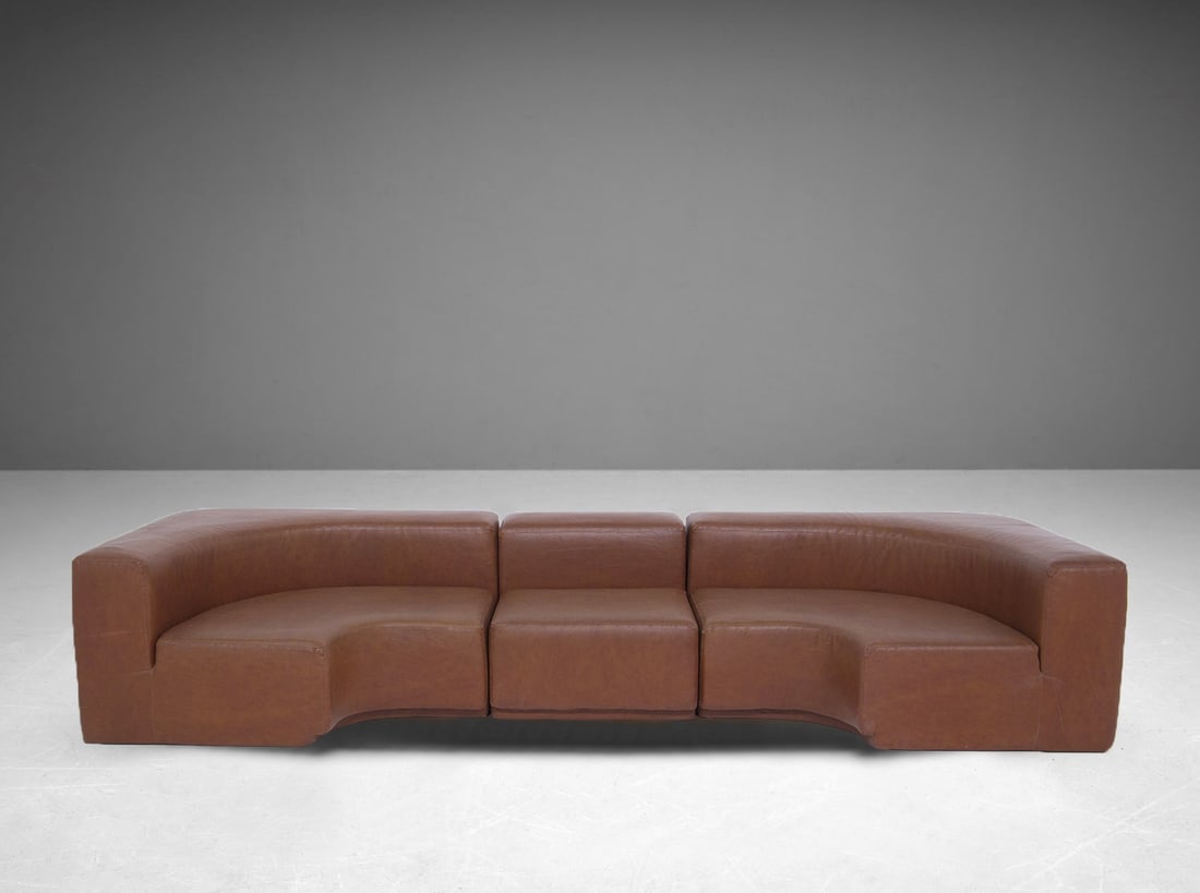 Roberto Pamio Modular sofa: Height: 60 cm, Width: 320 cm, Depth: 125 cmOriginal 1970s leatherette sofa of the period by Roberto Pamio, N. Massari, R. Toso. T. Corner module: Height: 60 cm, Width: 125 cm, Depth: 108 cm, Single mo