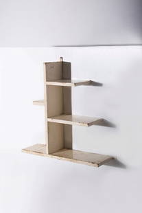 Manifattura Italiana    Small Futurist Bookshop: Height: 74 cm, Width 70 cm, Depth: 19 cmSmall wall bookcase from the Italian Futurist period, made of wood. Circa 1920s.
