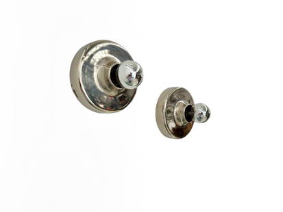 Gino Sarfatti    Pair of Wall Lamps mod. 608: Diameter 20 cm Height 8 cm (without bulb)Pair of Wall Lamps mod. 608 in silver chromed metal. Arteluce production, Milan 1971.