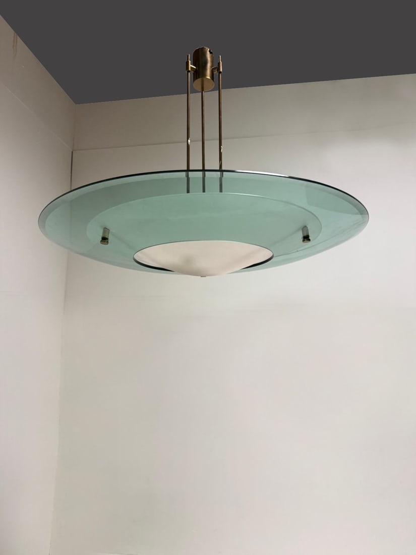 Fontana Arte Chandelier: Height 70 cm, diameter 80 cm Fontana Arte pendant lamp, model 2097 1950s