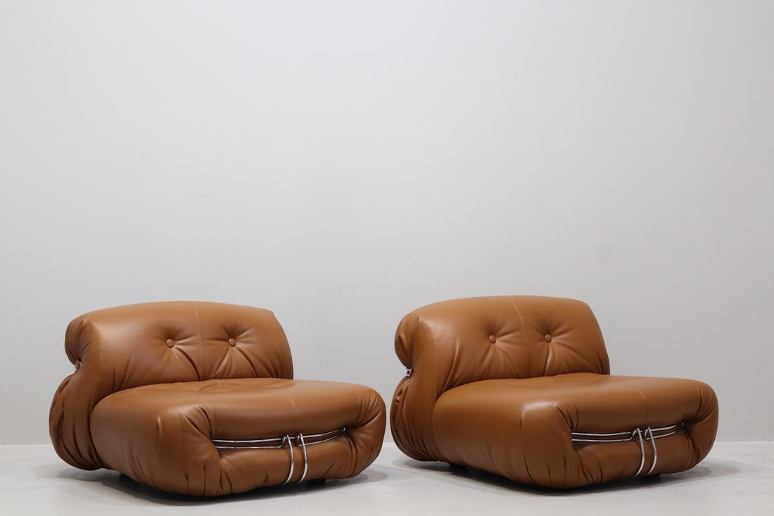 Afra & Tobia Scarpa Cassina Armchairs: Height:43 cm Width: 90 cm Depth: 90 cm Pair of Soriana living room chairs by Afra & Tobia Scarpa for Cassina, 1970s