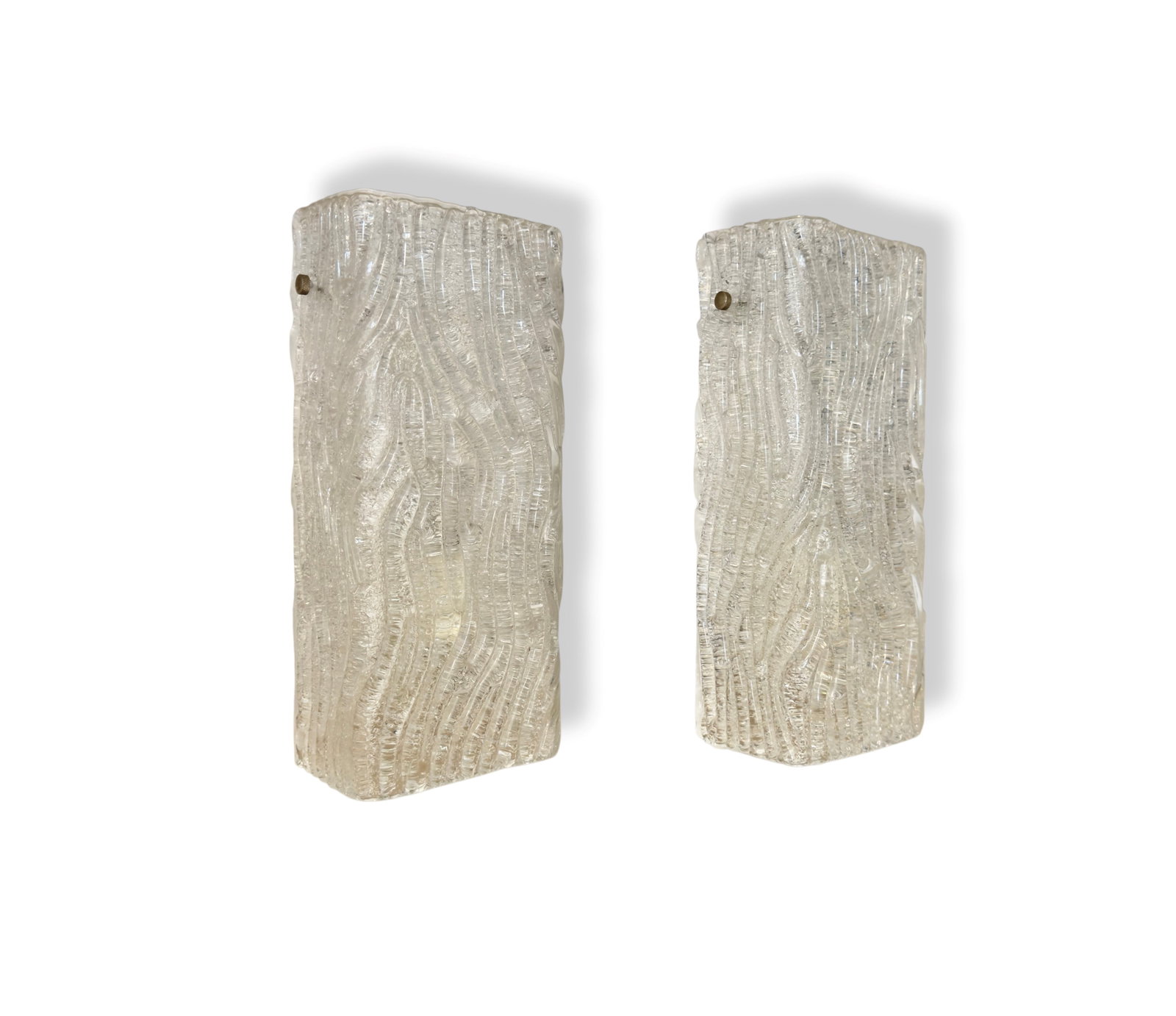 Toni Zuccheri Pair of Murano glass wall lamps: Width 16 cm Depth 10 cm Height 35 cmPair of Murano glass wall lamps from the Corteccia series. Toni Zuccheri for Venini, Italy. 1950s.