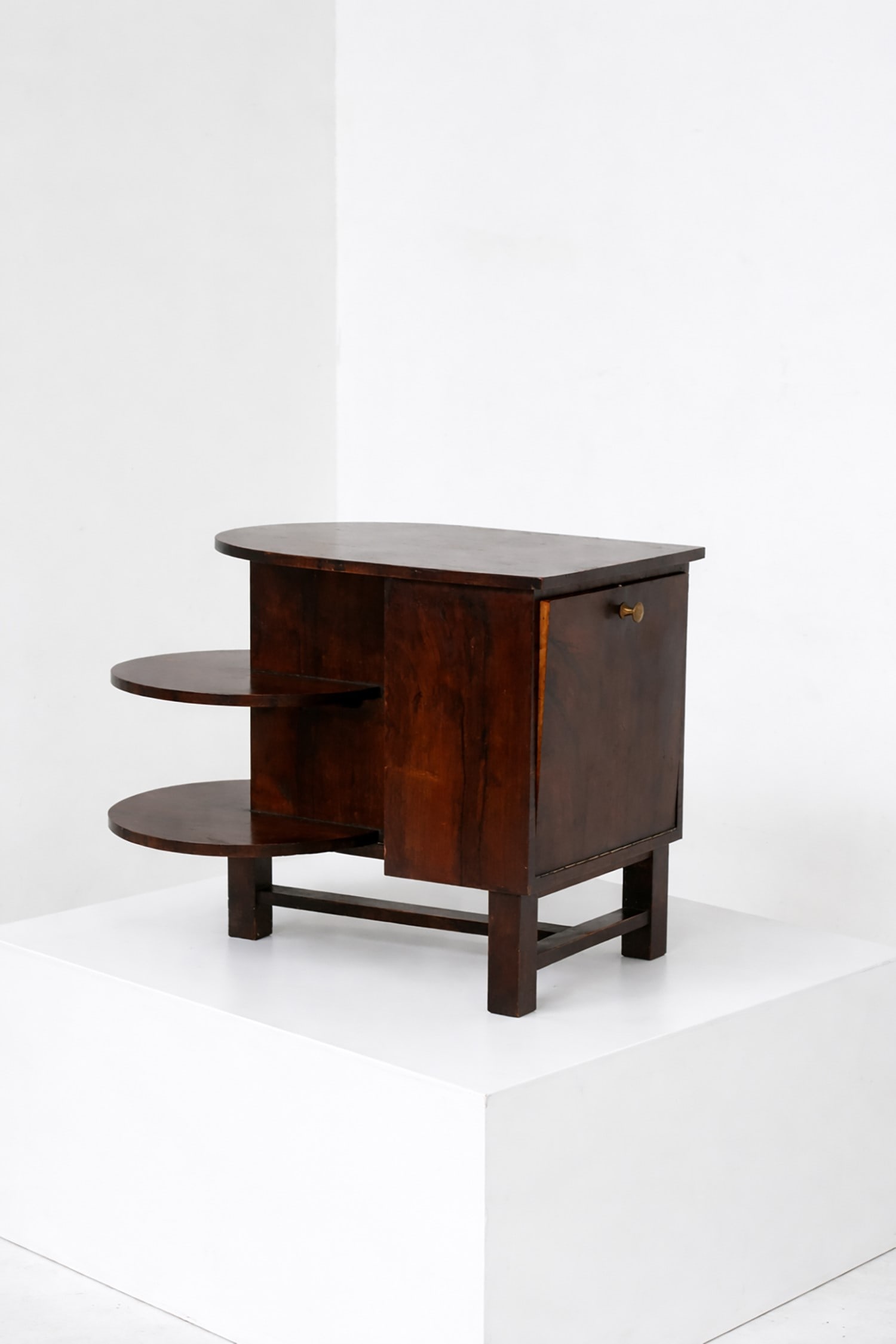 Giuseppe Terragni Cabinet bar: Height: 59 cm Width: 45 cm Depth: 76 cm 1930s Italian rationalist Attr. to Giuseppe Terragni, wooden bar cabinet with flap door. Width when open: 112 cm.
