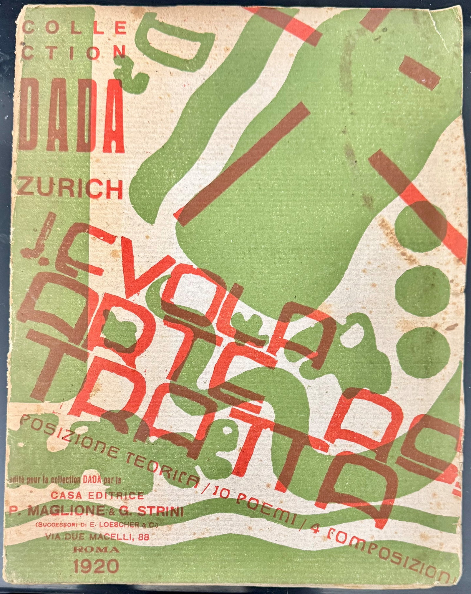 Abstract Art. Theoretical Position / 10 Poems / 4 Compositions: EVOLA, Julius. Abstract Art. Theoretical Position / 10 Poems / 4 Compositions. Rome: Casa Editrice P. Maglione & G. Strini for the Collection Dada Zurich, 1920. First edition of this fundamental