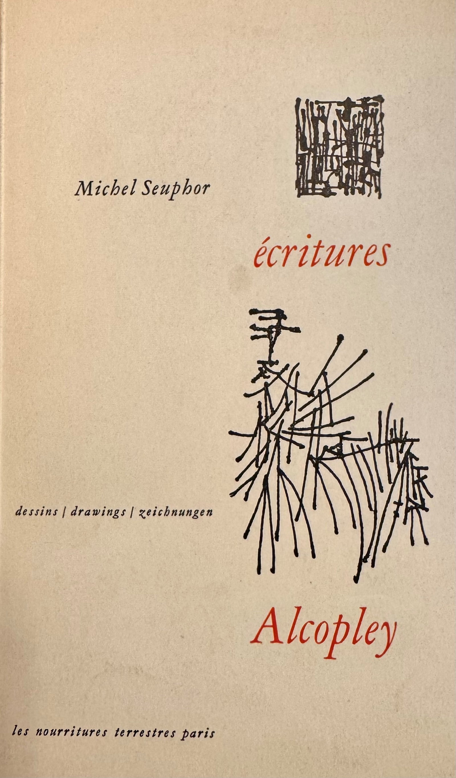 Michel Seuphor Ecritures dessins d'Alcopley: Rare original edition of Ecritures, a collaboration between Belgian art critic and poet Michel Seuphor and German American artist Alcopley (Alfred L. Copley), published in 1954 by the prestigious
