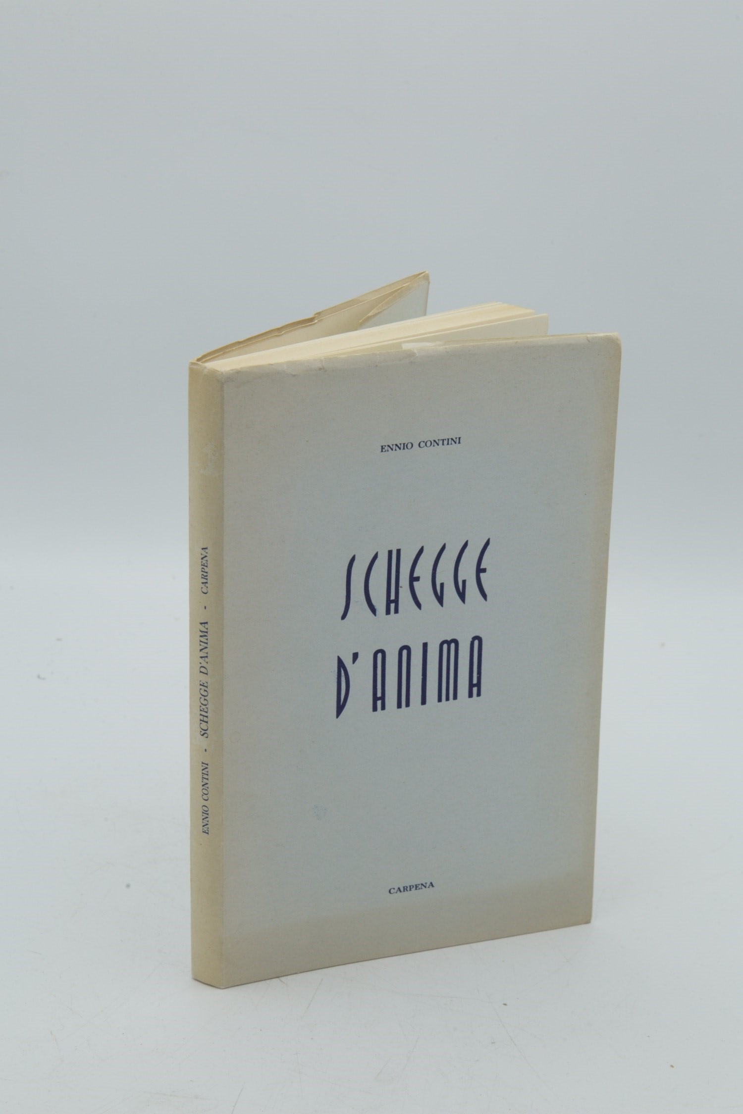 Fragments of the Soul: CONTINI, Ennio. Fragments of the Soul. Sarzana: Carpena Publisher, 1965. First edition. 8vo, original editorial paperback in ivory color with title in blue characters. Copy with autograph dedication