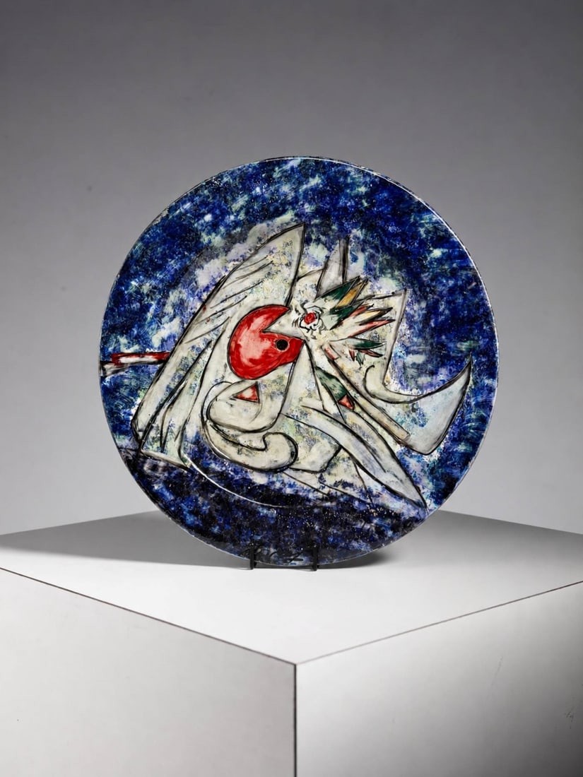 Gianni Dova Ceramic plate, signed. (1 of 2)