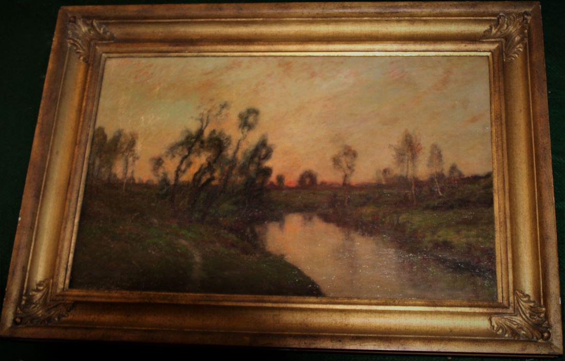 American Landscape Scene by Edward Gay: Edward B. Gay 1837-1928, oil on canvas. Born in Dublin, Ireland 1838 and immigrated to Albany, New York in 1948. Active participant in Albany art community. He was first influenced by Hudson River Val
