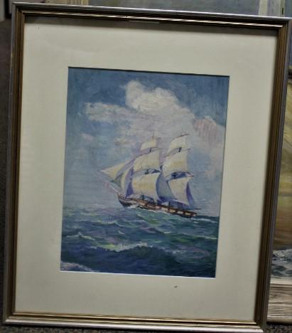 The Kalmar Nyckel by Stanley Arthurs: Stanley Arthurs 1877-1950, original oil on board. Well known Brandywine Valley artist and illustrator. He became one of the selected students of Howard Pyle. He joined the Wilmington Society of Fine A