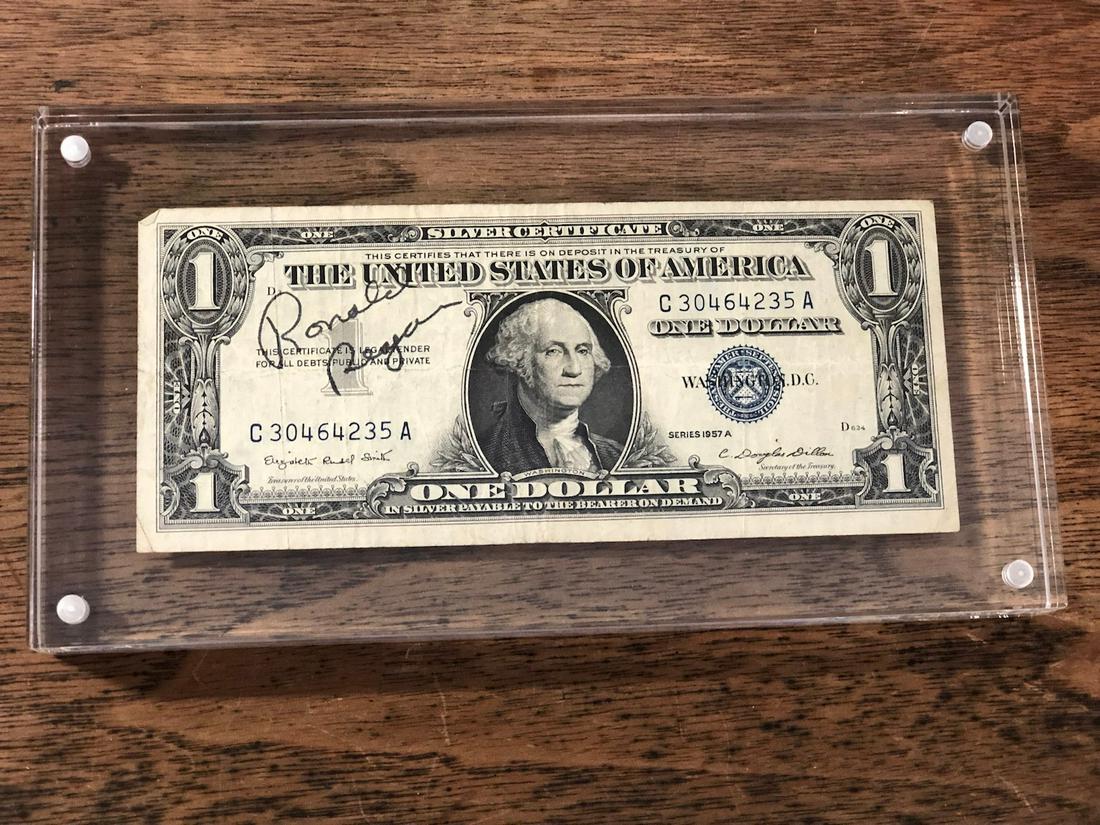 Signed by Ronald Reagan, Dollar Bill  (This item comes (1 of 1)