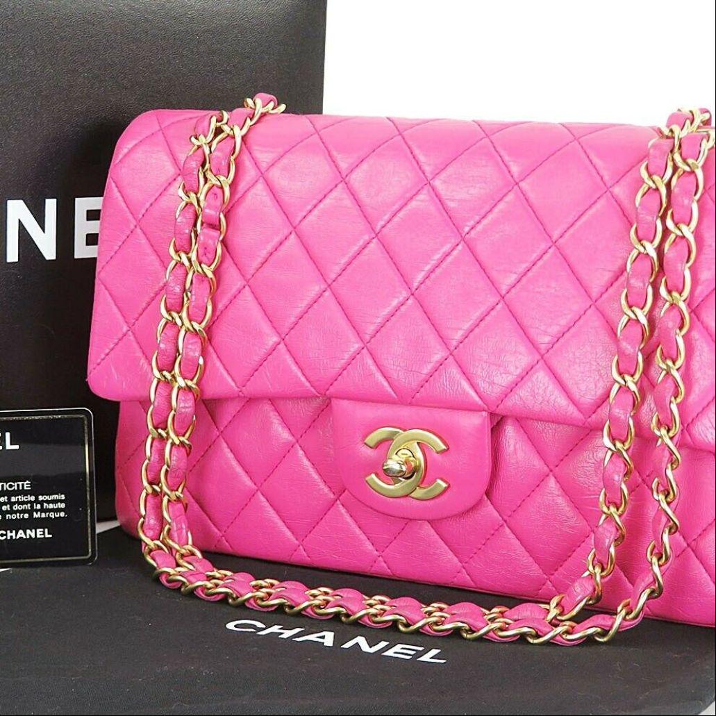 CHANEL Double Flap Leather Gold Chain Shoulder Bag (1 of 10)