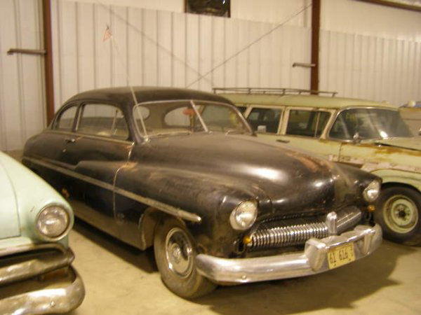 1950 Mercury 2dr Sedan Lead Sled: This is a totally cool car. This is an original older hotrod. This is a 1950 Mercury 2dr Sedan. The headlights appear to be 1955 Chevrolet and are molded in. Good job. It's a older mild custom. It has