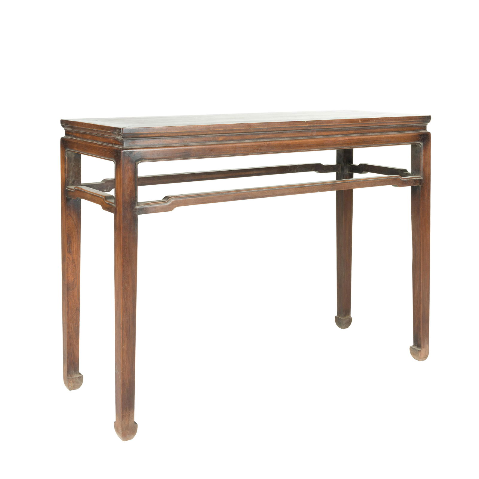 19TH C CHINESE HUANGHUALI WAISTED PAINTING TABLE: Dimensions: Height: 33.375 inch x Width/Diameter: 45.75 inch x Length/Depth: 17.75 inch Dimensions in Centimeter: 84.8 cm x 116.2 cm x 45.1 cm Rectangular top panel above beaded apron, raised on four