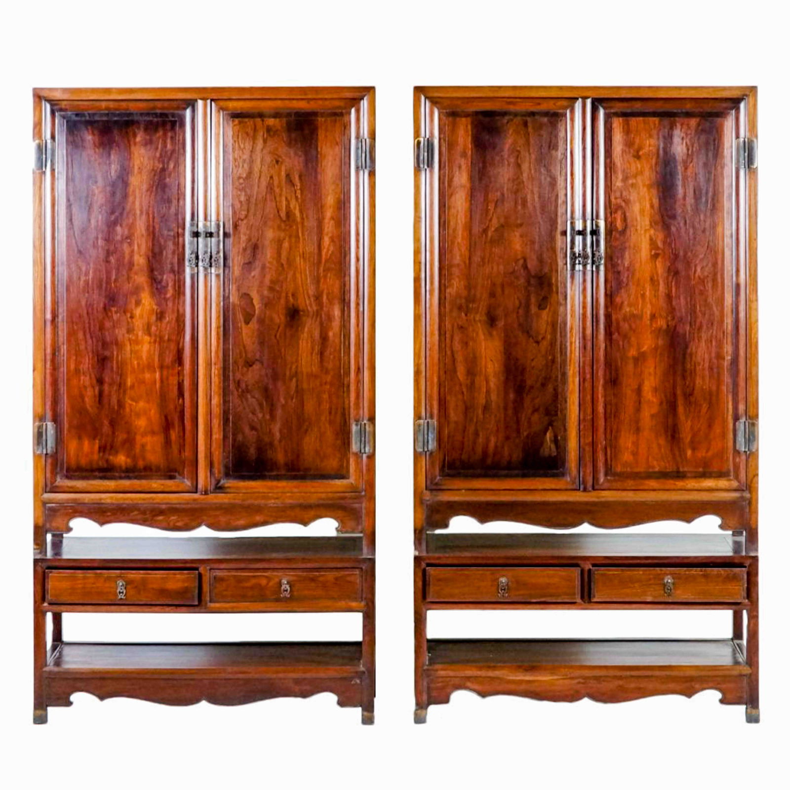 PAIR HUANGHUALI ROUND-CORNER DRAWERS CABINETS (1 of 10)