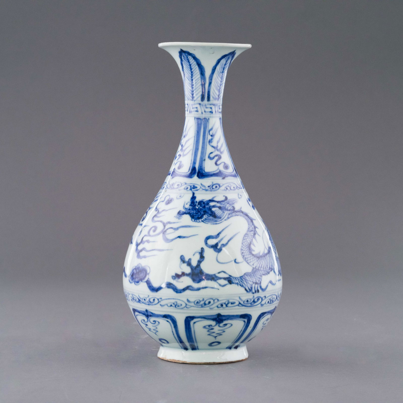 YUAN BLUE & WHITE DRAGON MOTIF PEAR VASE (1 of 9)