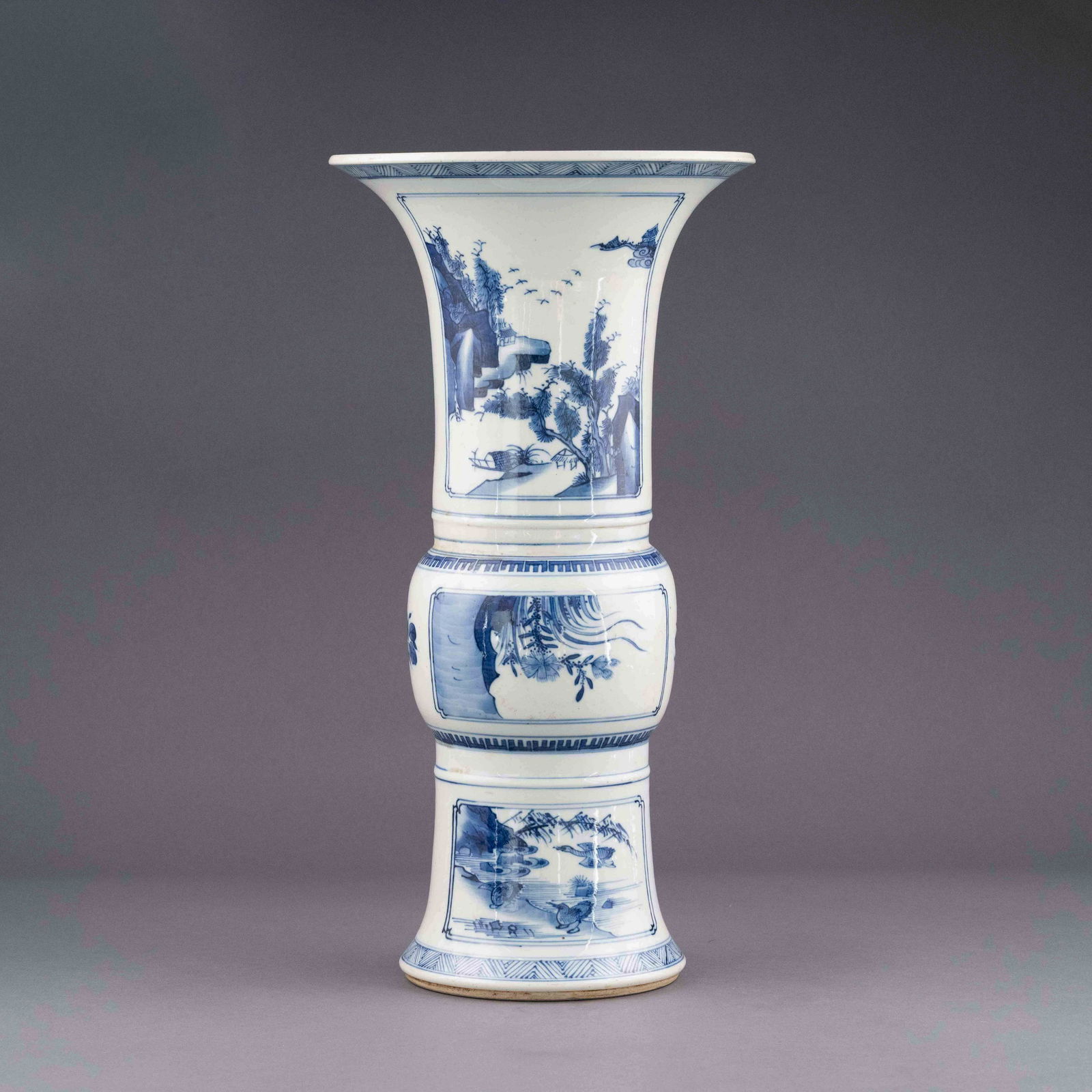 KANGXI BLUE AND WHITE FIGURINES GU VASE (1 of 13)