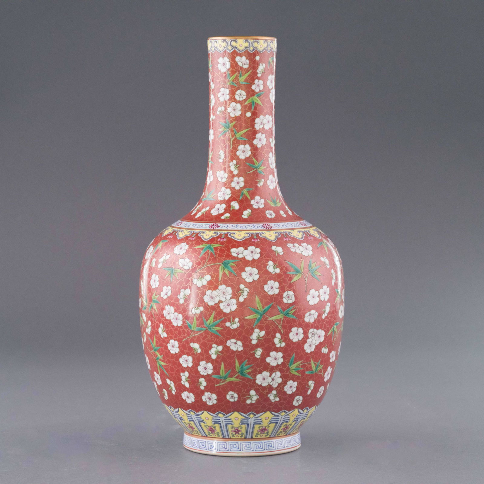 QING SHENDETANG MARK WRAPPED FLORAL RUBY RED VASE (1 of 5)