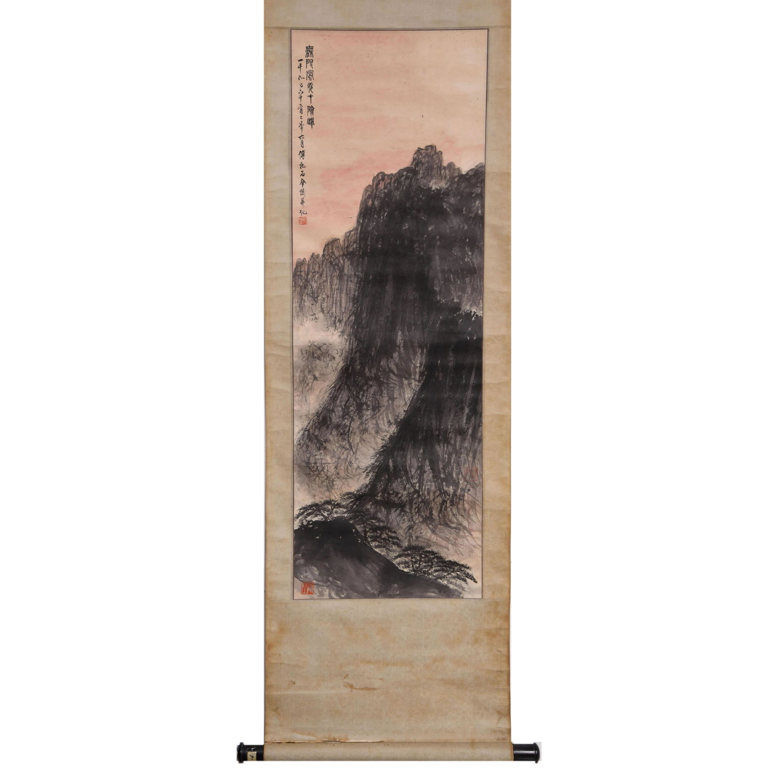 A CHINESE MOUTAIN PAINTING, FU BAOSHI MARK: A Chinese Moutain Painting, Fu Baoshi Mark. Dimensions: Lg: 103cm; Wd: 34cm