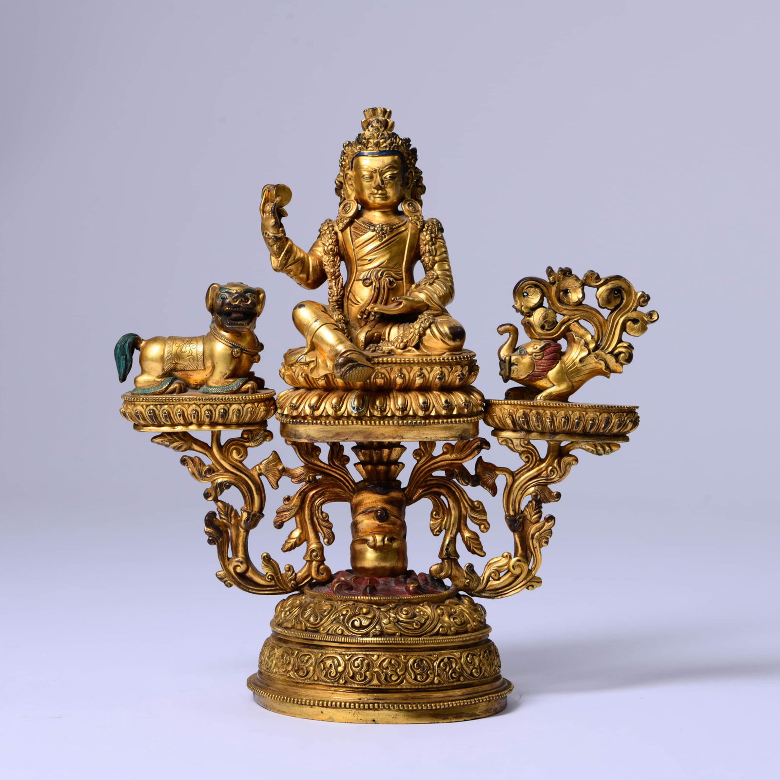 15TH CENTURY GILT-BRONZE PADMASAMBHAVA STATUE (1 of 9)