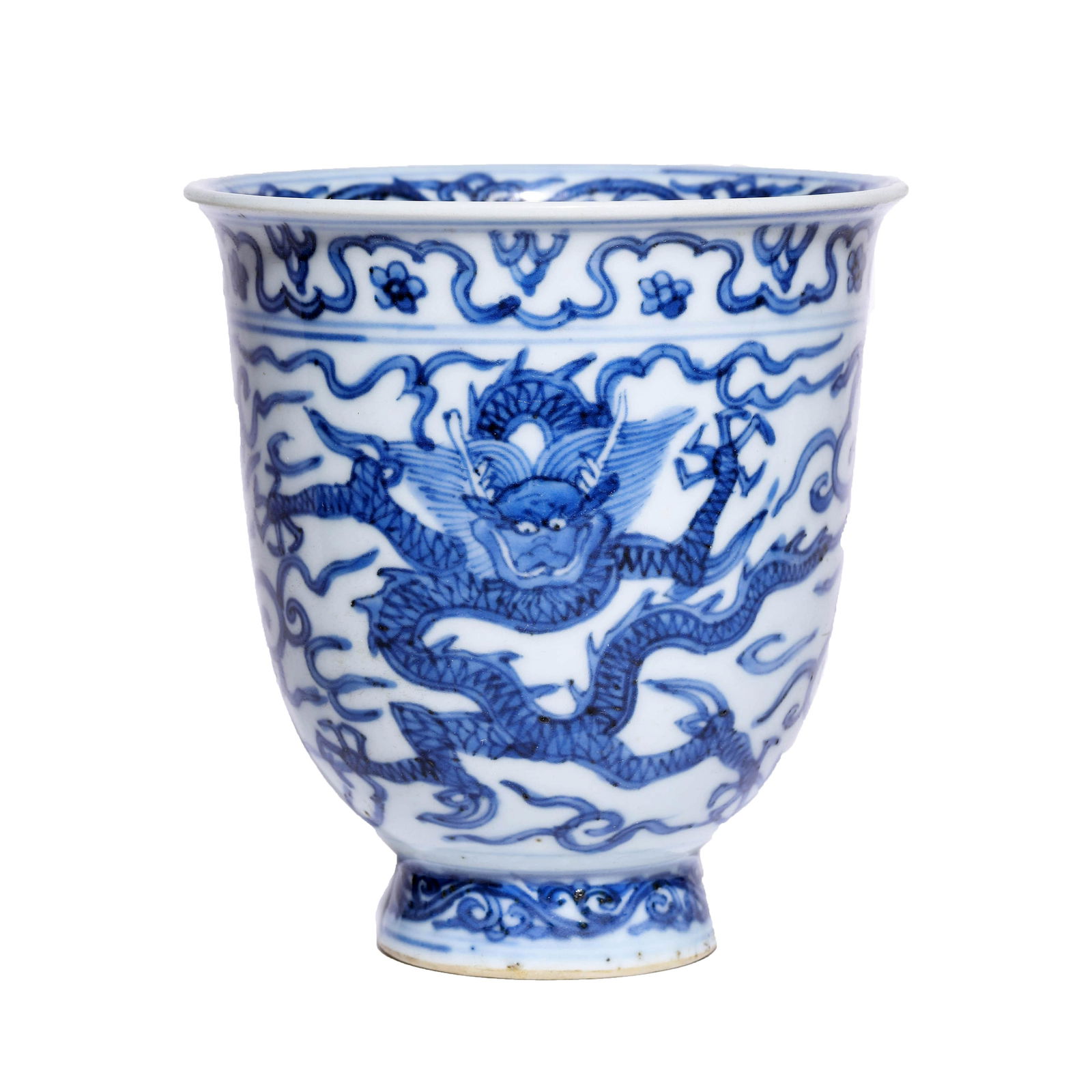 CHINESE PORCELAIN BLUE & WHITE DRAGON CUP MARKED WAN LI (1 of 9)