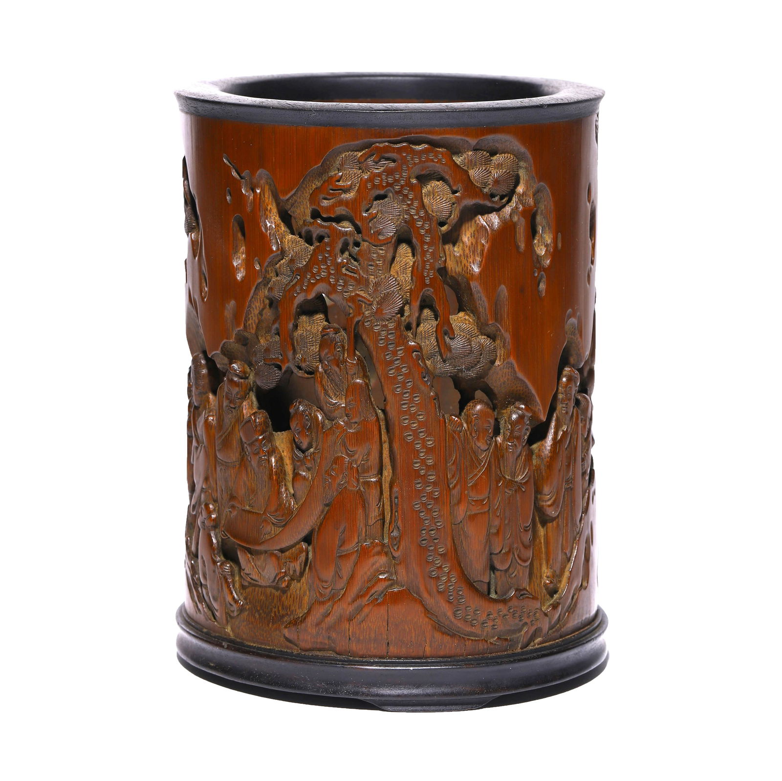 CHINESE BAMBOO CARVING OF BRUSH POT WITH POEMS MARKED (1 of 10)