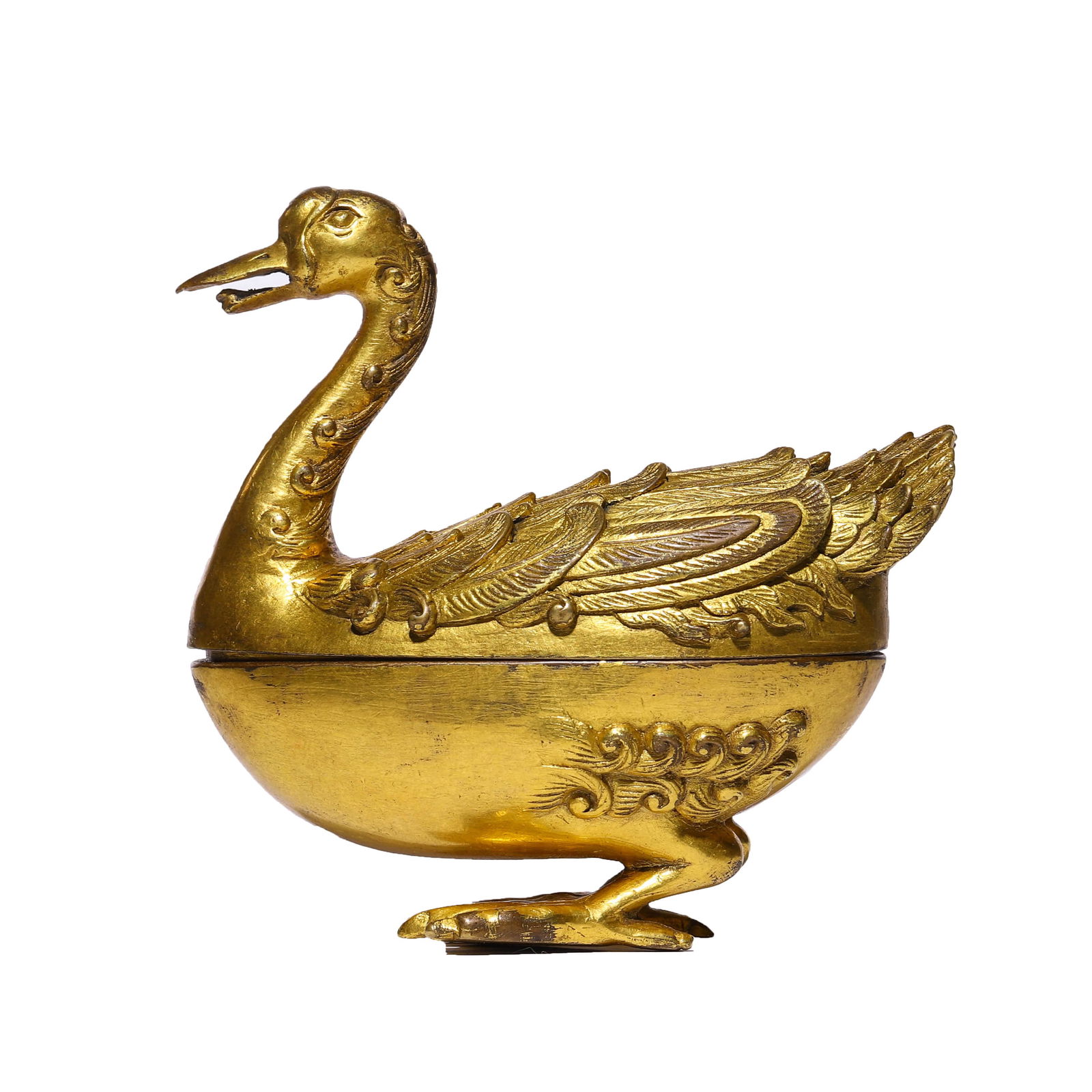 CHINESE GILT-BRONZE GOOSE CENSER (1 of 7)
