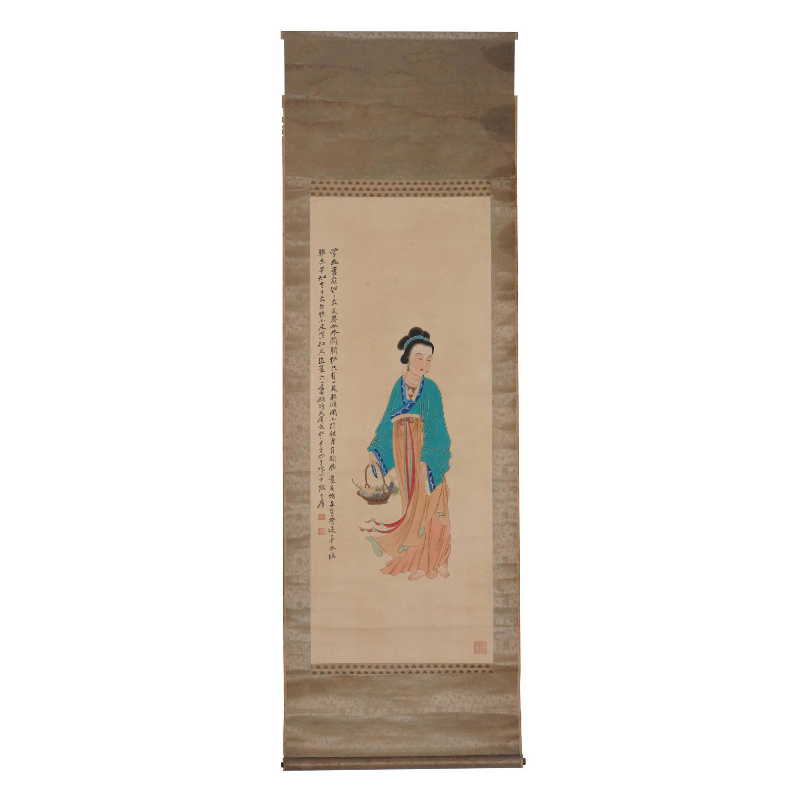 A CHINESE SCROLL PAINTING OF TRADITIONAL WOMAN (1 of 7)