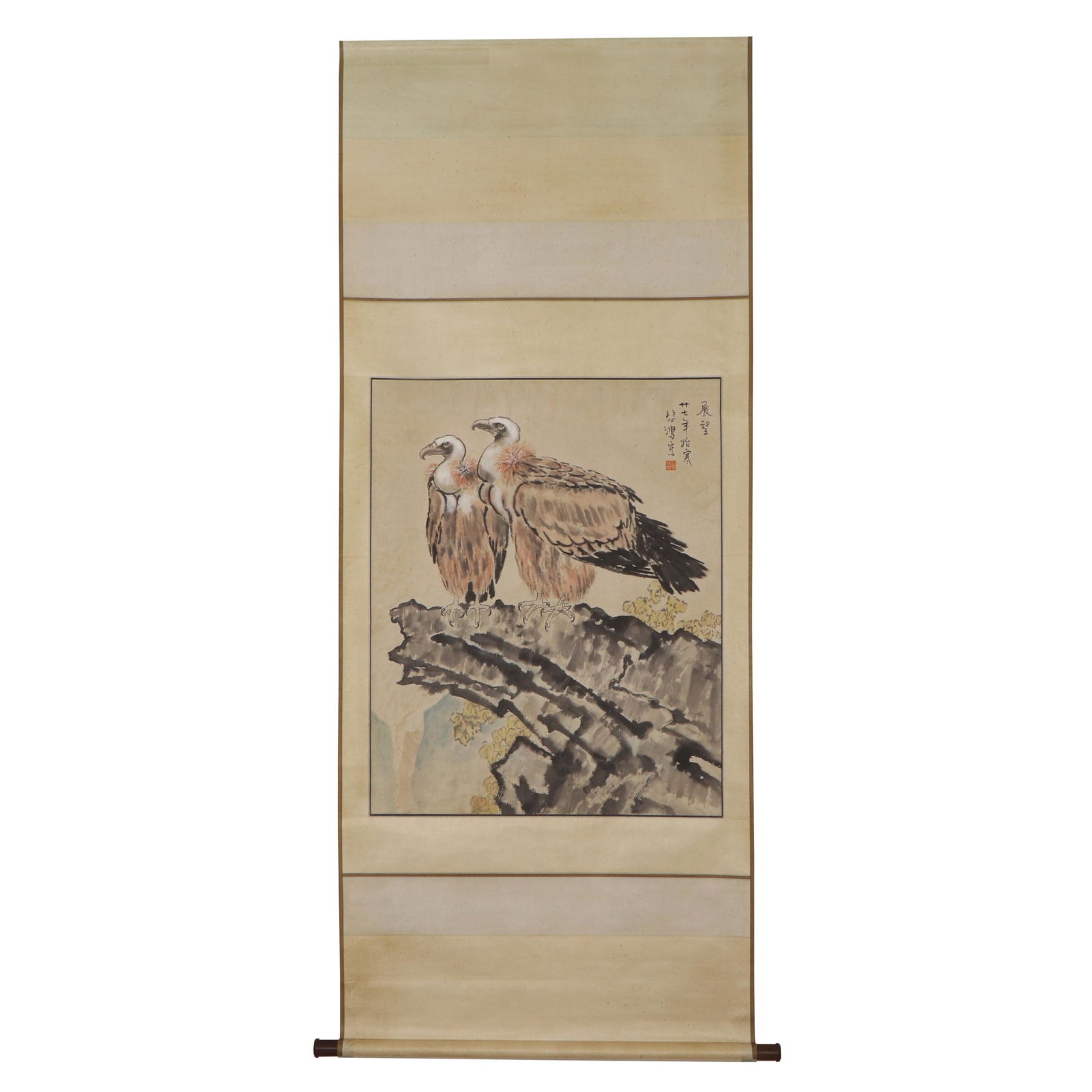 A CHINESE PAINTING OF EAGLES ,SIGNED XU BEIHONG (1 of 4)