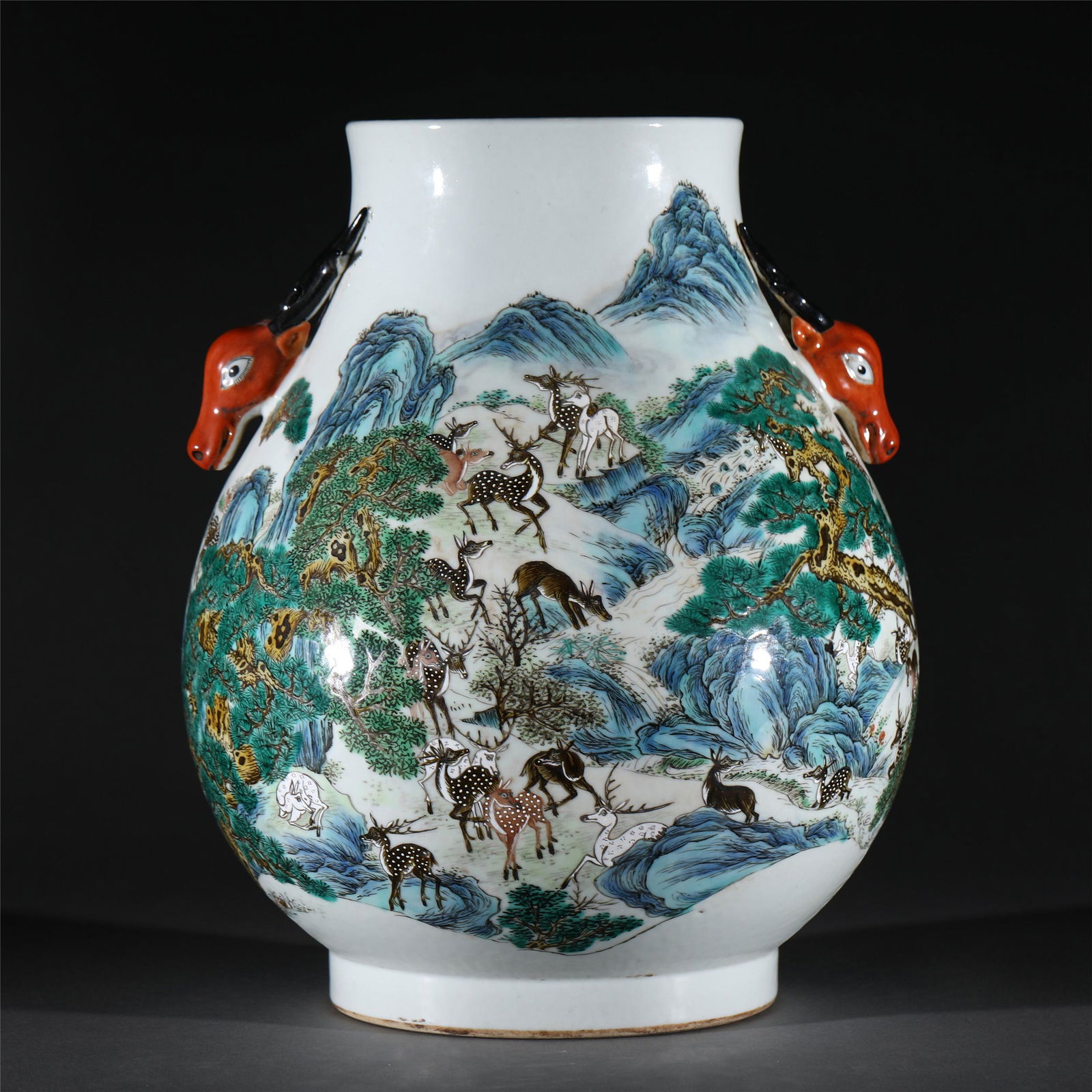 A FAMILLE ROSE PORCELAIN DEER ZUN VASE,QIANLONG (1 of 9)