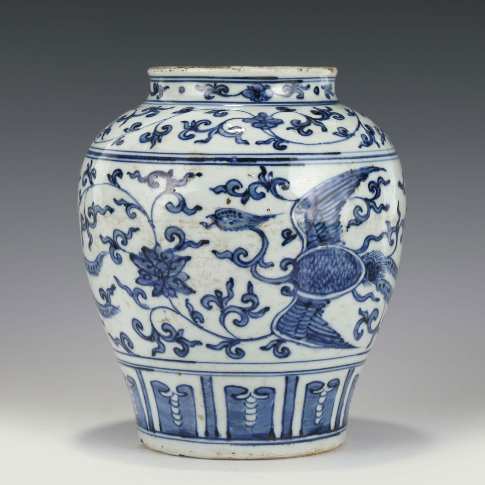 MING BLUE & WHITE PHOENIX JAR (1 of 10)