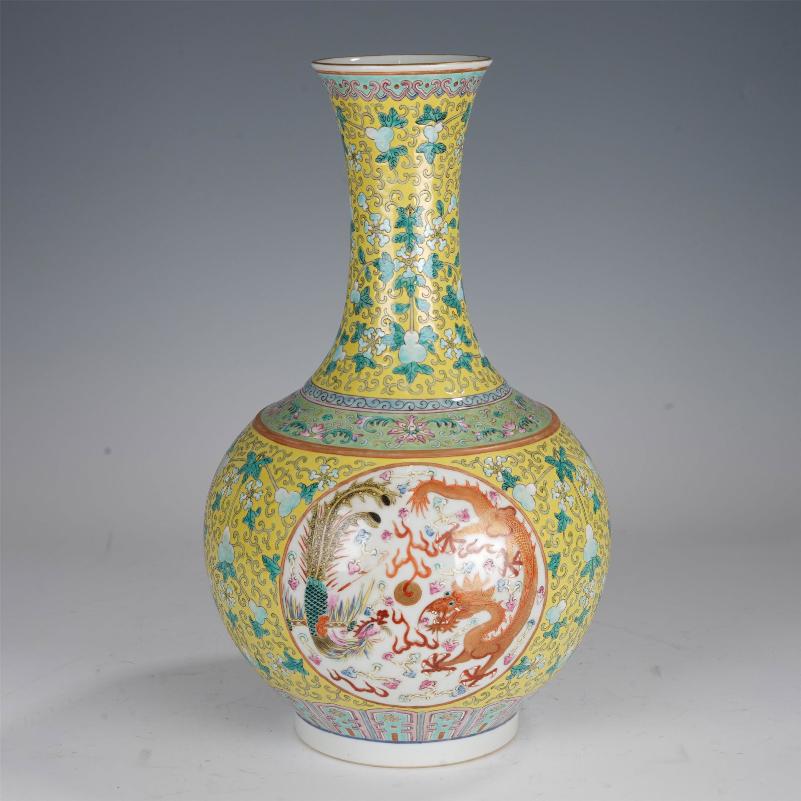 A FAMILLE ROSE PORCELAIN DRAGON PHOENIX VASE (1 of 10)