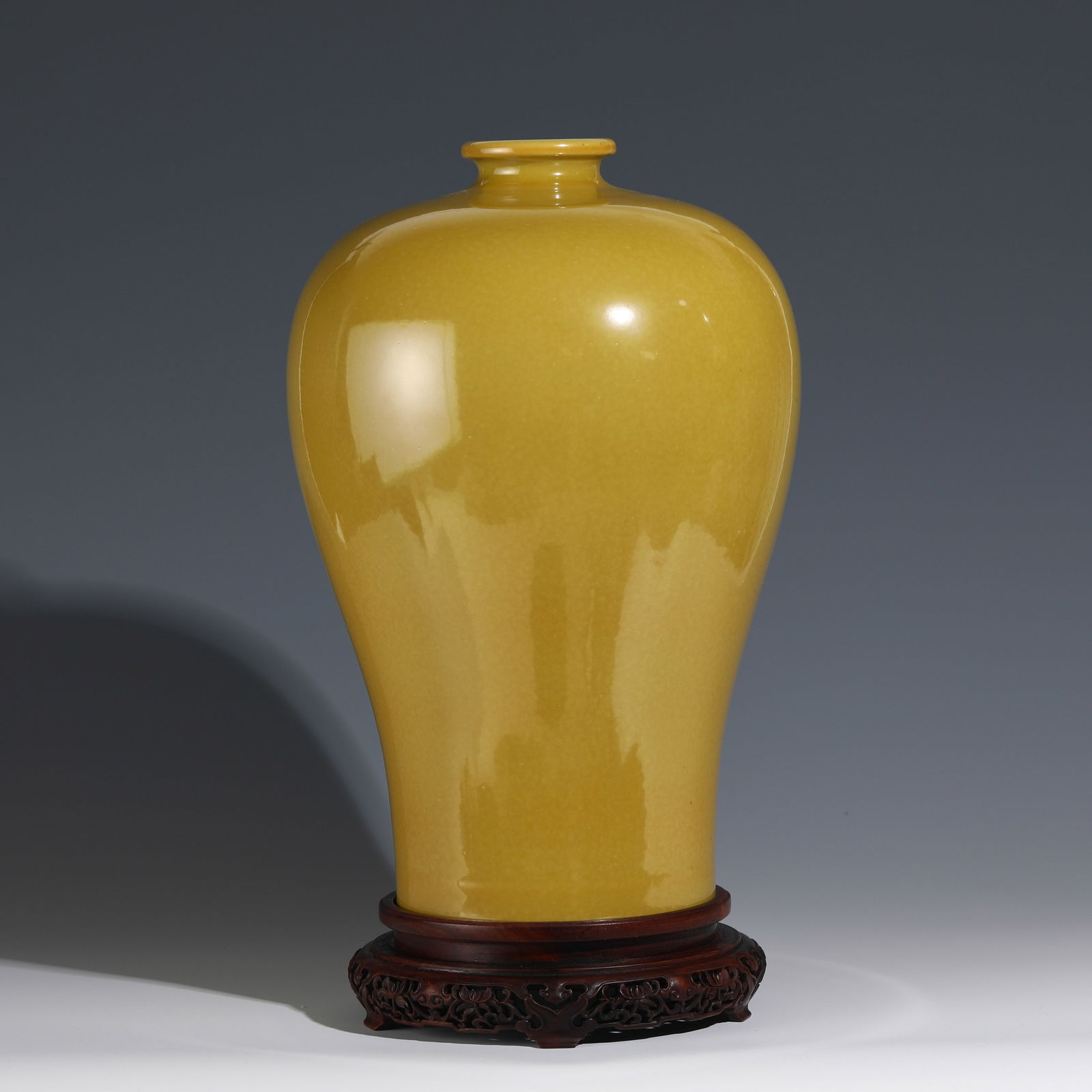 YONGZHENG YELLOW GLAZED PLUM JAR ON STAND (1 of 8)
