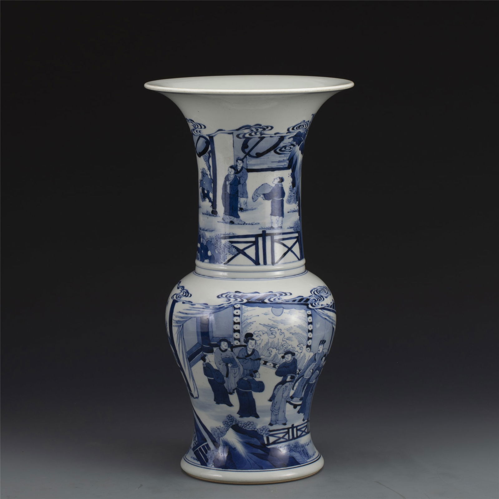 QING KANGXI BLUE & WHITE FLOWER GOBLET VASE (1 of 8)