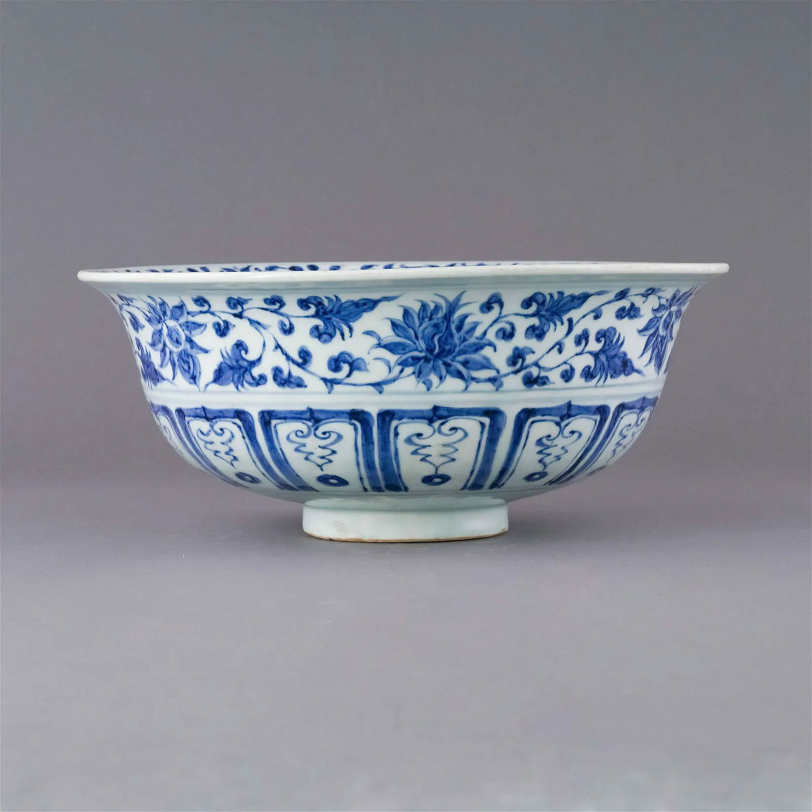 YUAN BLUE & WHITE FLORAL PATTERN BOWL (1 of 4)