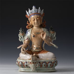 QING FAMILLE ROSE BUDDHA STATUE