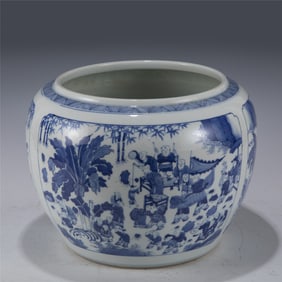 QING KANGXI BLUE AND WHITE BRUSH WASH POT