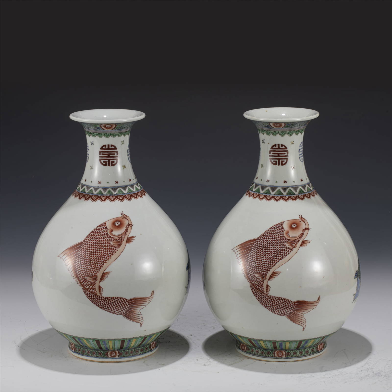Pair Of Qing Kangxi Jade Pot Spring Vases Auction