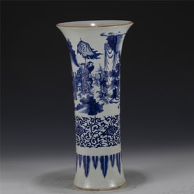 QING BLUE & WHITE PHOENIX TAIL VASE