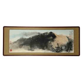 ZHANG DAQIAN FRAMED SPLASHED INK LANDSCAPE