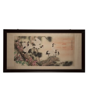 PU ZUO CRANE FRAMED PAINTING